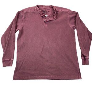 L.L. Bean Mens Long Sleeve Henley Shirt L Tall Cotton Rust Red